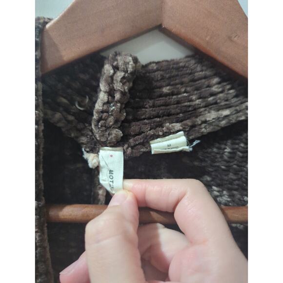 MOTH Anthropologie Brown Chenille Open Front Cardigan Sweater - Picture 5 of 7